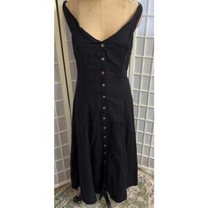 Free People Black Button-Front Midi Dress